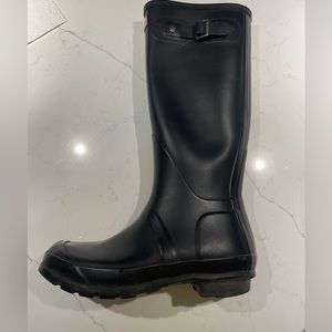 HUNTER matte black knee high rain boots size 7